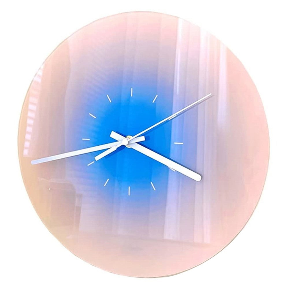 12 inch Sunset Wall Clock with Dial Scale Silent Gradient Glass Clocks for Home (No Battery)