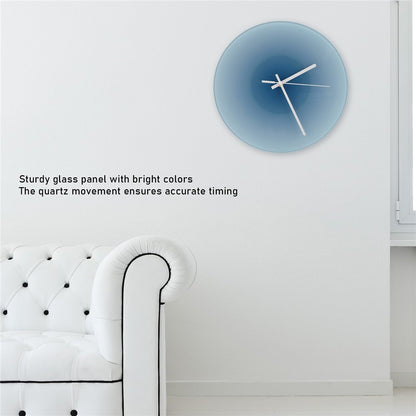 12 inch Sunset Wall Clock with Bracket Silent Non-Ticking Gradient Glass Clocks for Home (No Battery)