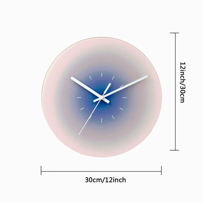 12 inch Sunset Wall Clock Silent Non-Ticking Gradient Glass Clocks for Home (No Battery)