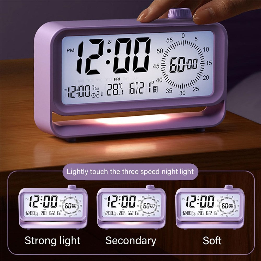 Digital Alarm Clock with Visual Timer 3 Level Brightness Countdown LCD Time Reminder (No Battery)