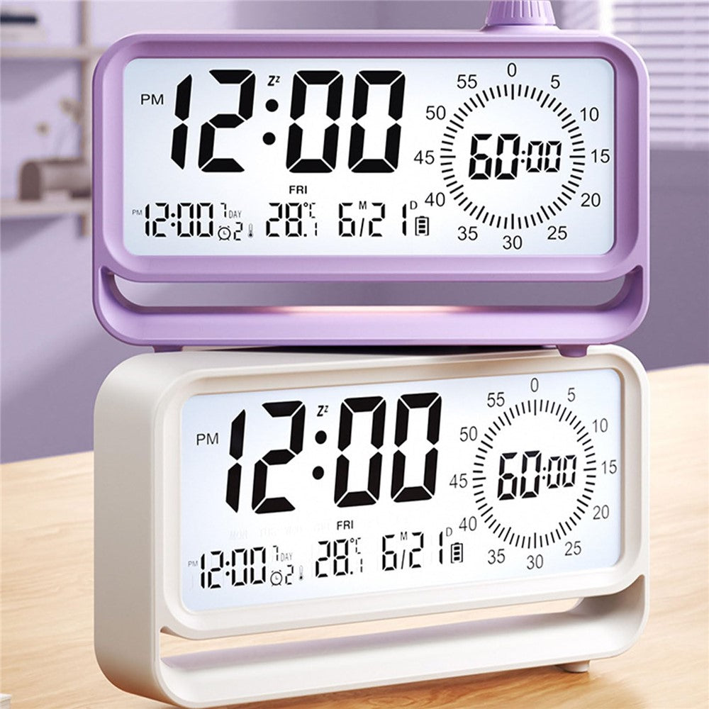 Digital Alarm Clock with Visual Timer 3 Level Brightness USB Rechargeable Countdown LCD Time Reminder