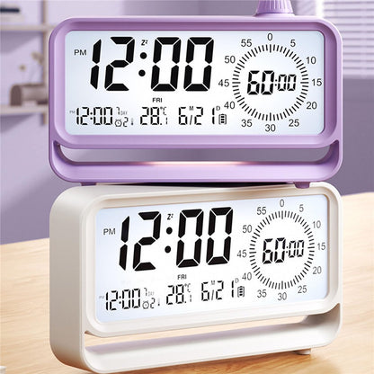 Digital Alarm Clock with Visual Timer 3 Level Brightness USB Rechargeable Countdown LCD Time Reminder
