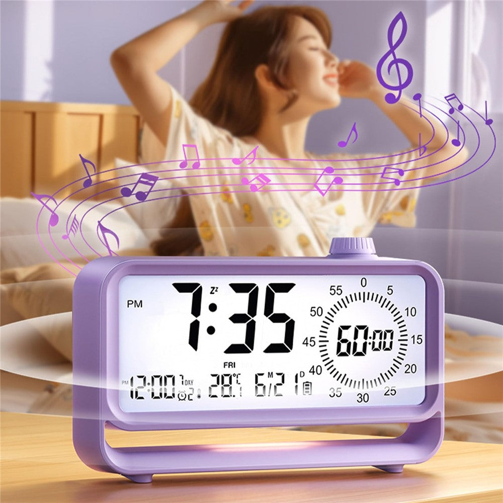 Digital Alarm Clock with Visual Timer 3 Level Brightness USB Rechargeable Countdown LCD Time Reminder