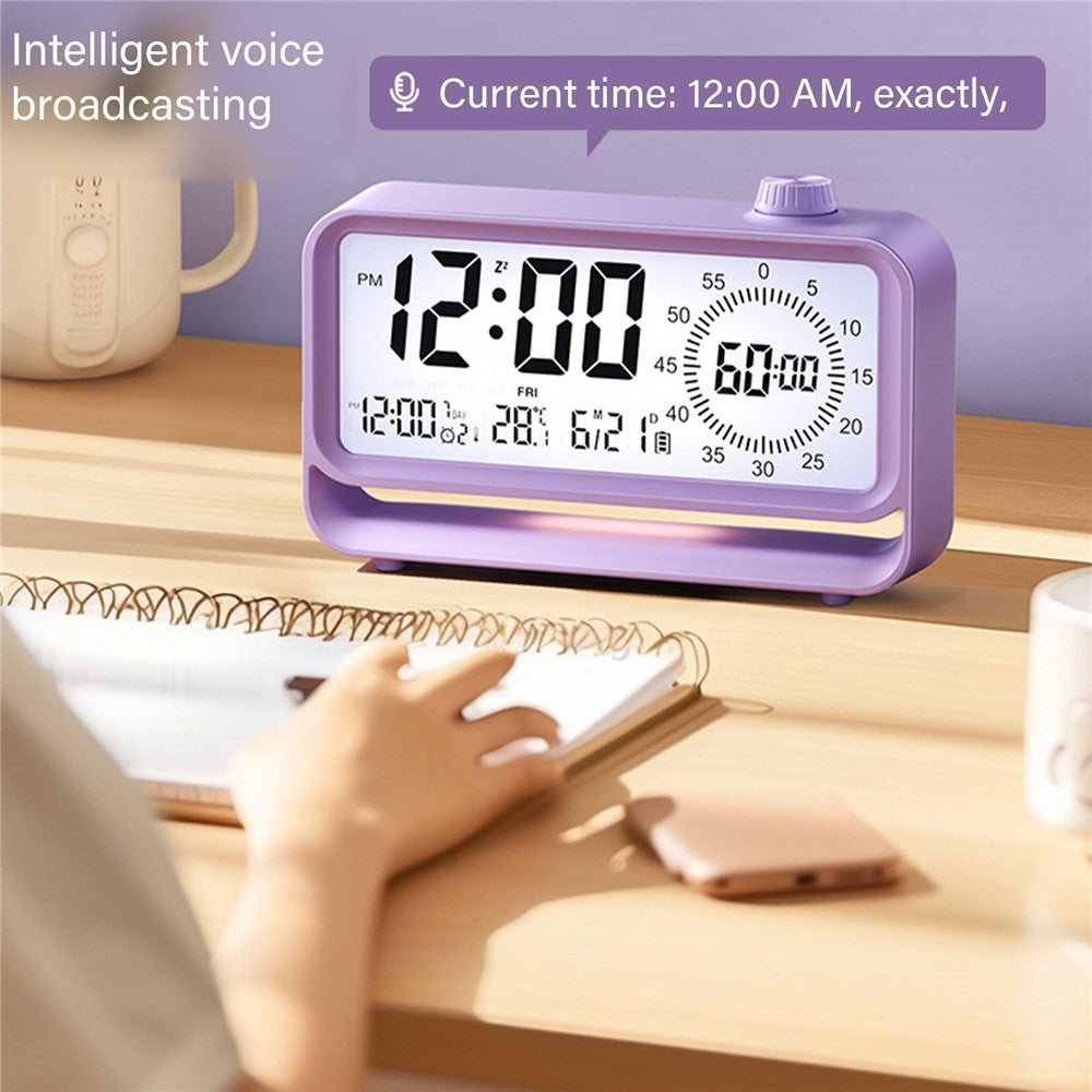 Digital Alarm Clock with Visual Timer 3 Level Brightness USB Rechargeable Countdown LCD Time Reminder