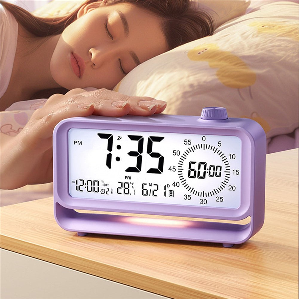 Digital Alarm Clock with Visual Timer 3 Level Brightness USB Rechargeable Countdown LCD Time Reminder