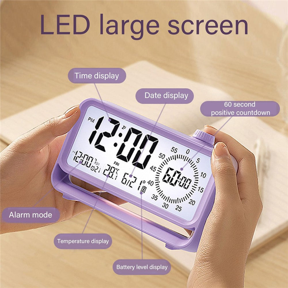 Digital Alarm Clock with Visual Timer 3 Level Brightness USB Rechargeable Countdown LCD Time Reminder