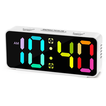 YF2024 Dual Alarm 15 RGB Colors LED Mirror Surface Clock Mini Student Desktop Digital Clock