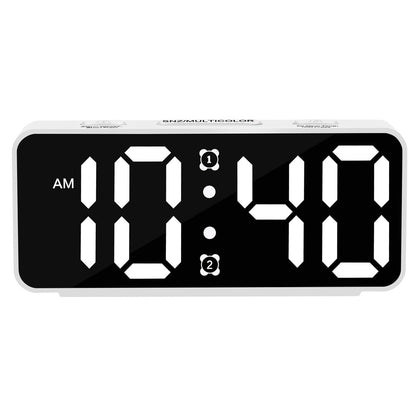 YF2024 Dual Alarm 15 RGB Colors LED Mirror Surface Clock Mini Student Desktop Digital Clock