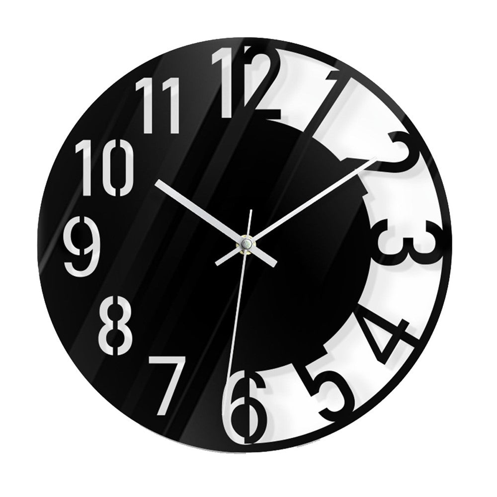 Wall Clock Acrylic Transparent Hollow Mute Non-Tick Decorative Clock (No Battery) for Living Room Bedroom