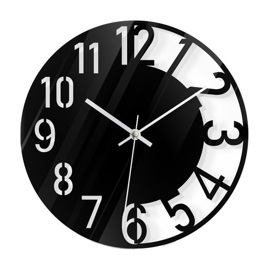 Wall Clock Acrylic Transparent Hollow Mute Non-Tick Decorative Clock (No Battery) for Living Room Bedroom