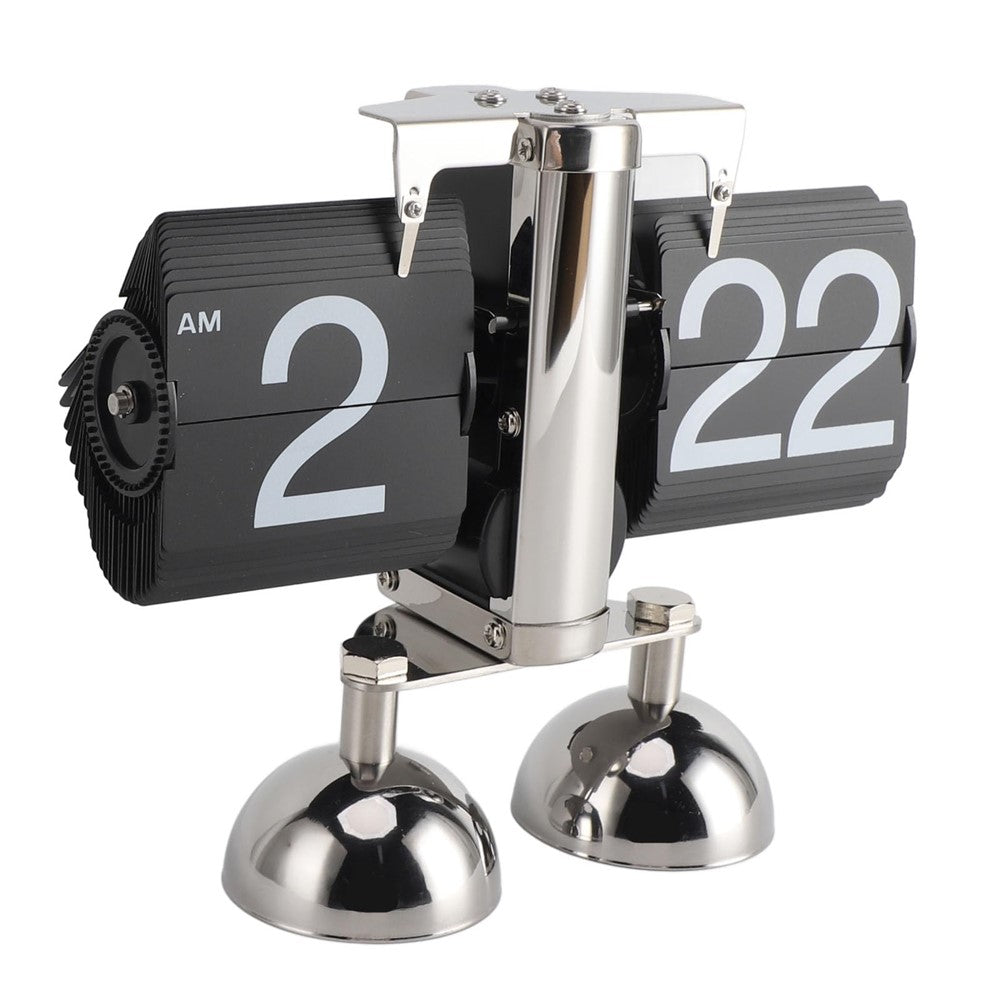 Retro Klappuhr Flip Clock Automatisch Tischuhr Edelstahl Vintage Design Quarz