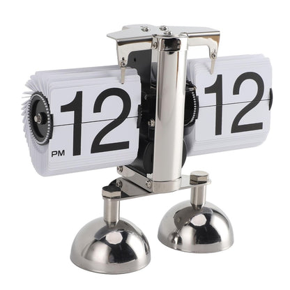 Retro Klappuhr Flip Clock Automatisch Tischuhr Edelstahl Vintage Design Quarz
