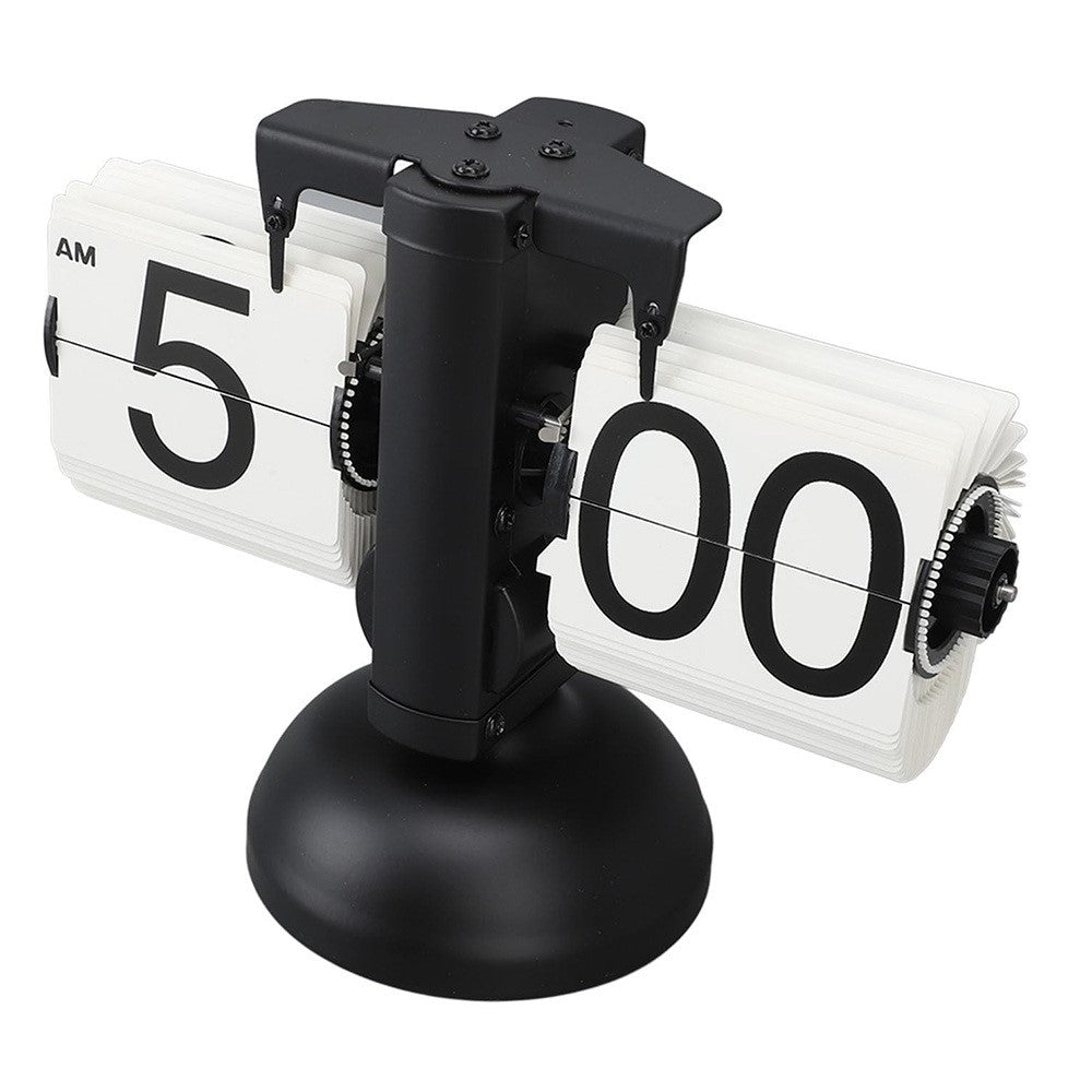 Automatic Flip Clock Retro Simple Home Living Room Table Clock Single Foot Stainless Steel Quartz Movement Flip Clock