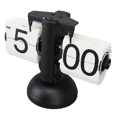 Automatic Flip Clock Retro Simple Home Living Room Table Clock Single Foot Stainless Steel Quartz Movement Flip Clock