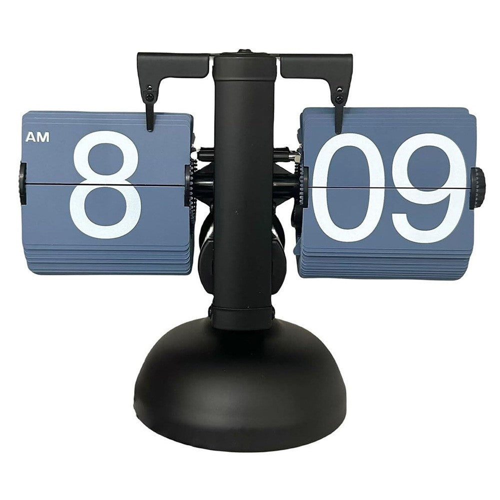 Automatic Flip Clock Retro Simple Home Living Room Table Clock Single Foot Stainless Steel Quartz Movement Flip Clock
