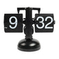 Automatic Flip Clock Retro Simple Home Living Room Table Clock Single Foot Stainless Steel Quartz Movement Flip Clock