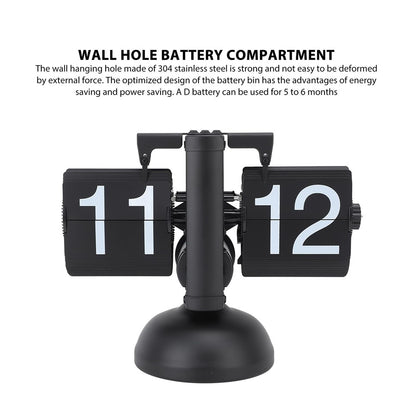 Retro Automatic Flipping Clock Balance Mechanical Flip Over Quartz Table Clock for Living Room