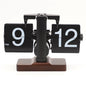 Automatic Flip Clock Retro Simple Home Table Clock Single Foot Stainless Steel Quartz Movement Flip Clock Walnut Square Base
