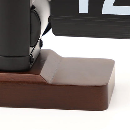 Automatic Flip Clock Retro Simple Home Table Clock Single Foot Stainless Steel Quartz Movement Flip Clock Walnut Square Base