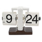 Automatic Flip Clock Retro Simple Home Table Clock Single Foot Stainless Steel Quartz Movement Flip Clock Walnut Square Base