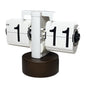 Retro Auto Flip Clock with Walnut Round Base for Home Living Balance Mechanical Desk Flip Clock
