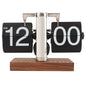 Automatic Flip Clock Retro Simple Desk Clock Single Foot Stainless Steel Quartz Movement Flip Clock Square Walnut Base
