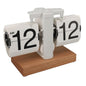 Automatic Flip Clock Retro Home Table Clock Single Foot Stainless Steel Quartz Movement Flip Clock Square Wooden Base