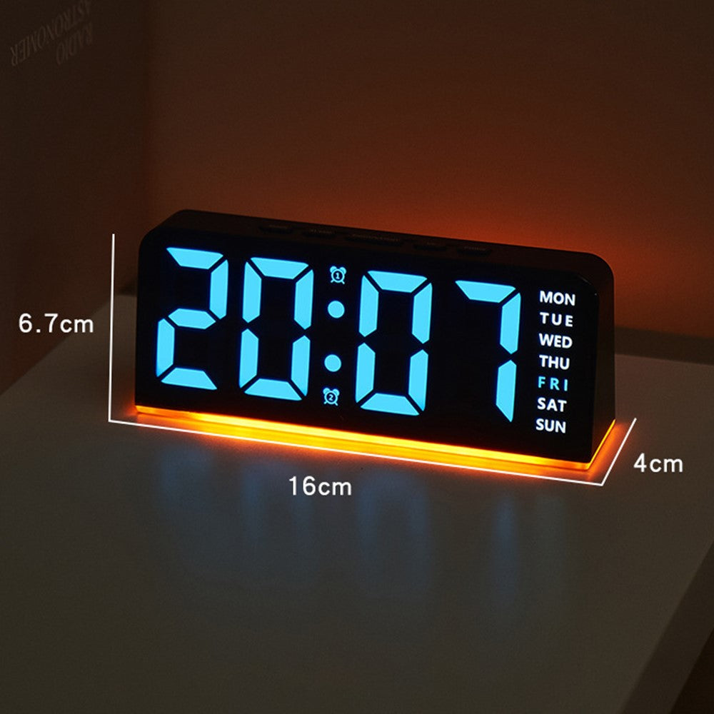 GH9001 LED Digital Clock Large Display with Date Temperature Ambient Light Multi Function Alarm Clock