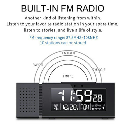 TS-P30 Creative Radio Alarm Clock with Color Alert Digital Display Sound Light IR Motion Sensor 7 Color Night Light