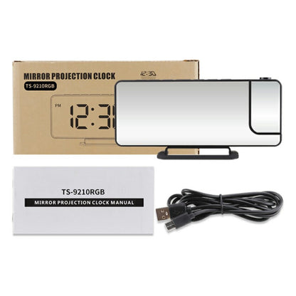 TS-9210 RGB Mirror Projection Clock Large Screen Digital Alarm Clock Desktop Electronic Clock