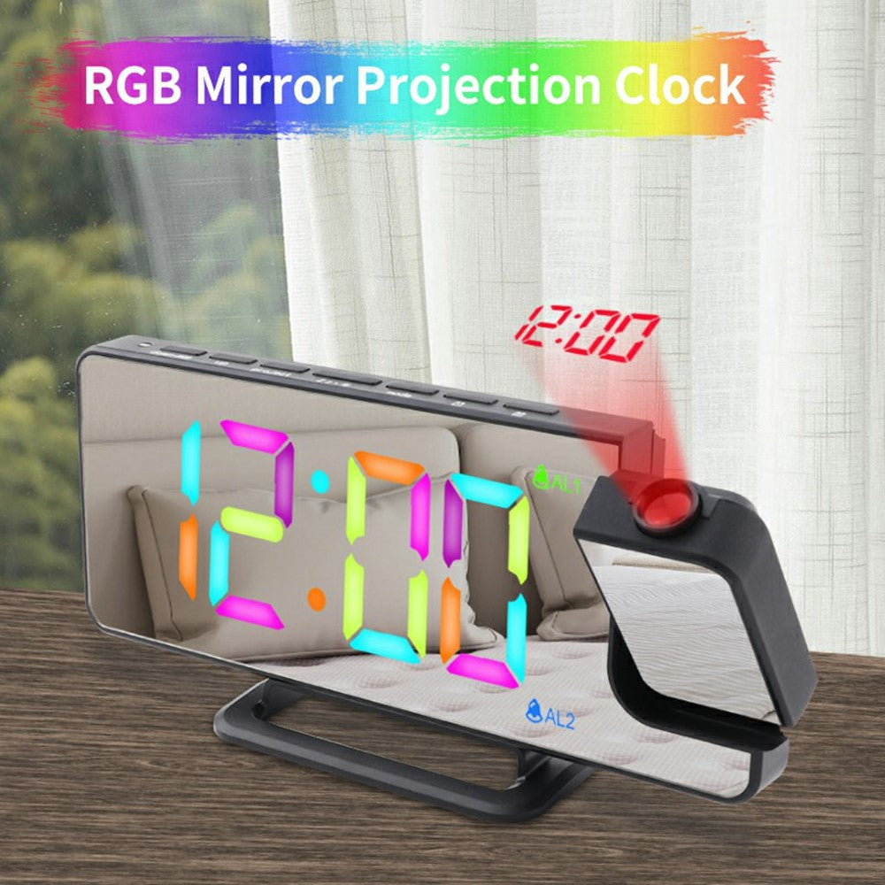 TS-9210 RGB Mirror Projection Clock Large Screen Digital Alarm Clock Desktop Electronic Clock