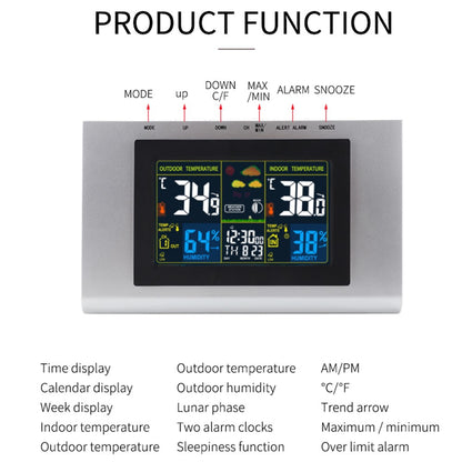 TS-H127G Multifunction Wireless Weather Station Color Display Alarm Clock Digital Thermometer Hygrometer