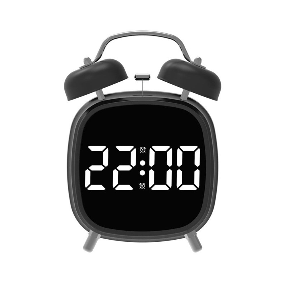 GH8032 Creative LED Alarm Clock Large Volume Metal Bell Digital Clock for Heavy Sleepers