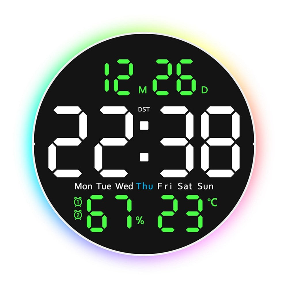 6672 Multifunctional Wall Clock Night Light Temperature Humidity Display Silent Electronic Clock