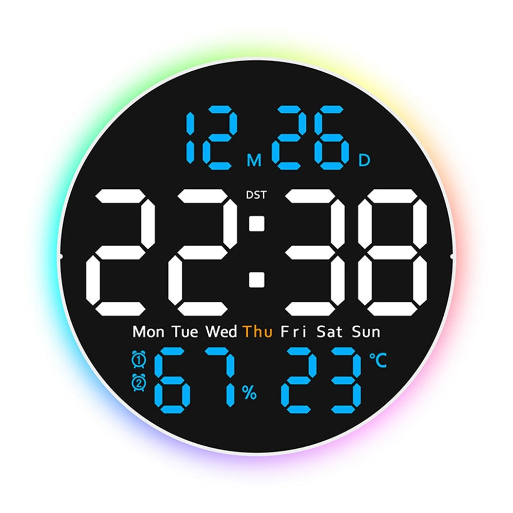 6672 Multifunctional Wall Clock Night Light Temperature Humidity Display Silent Electronic Clock