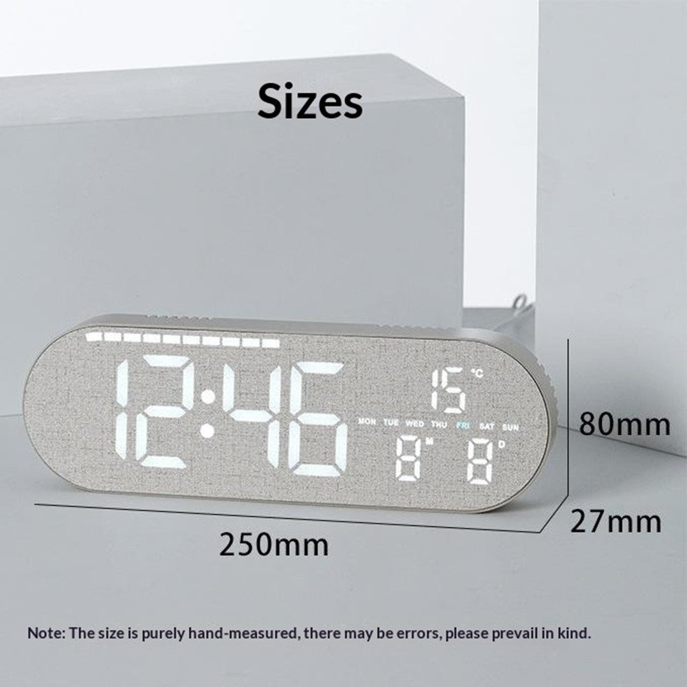 GH8053 Oval Shape Multi-function Wall Clock 4 Brightness Levels Adjustable LED Electronic Clock with Date and Temperature Display
