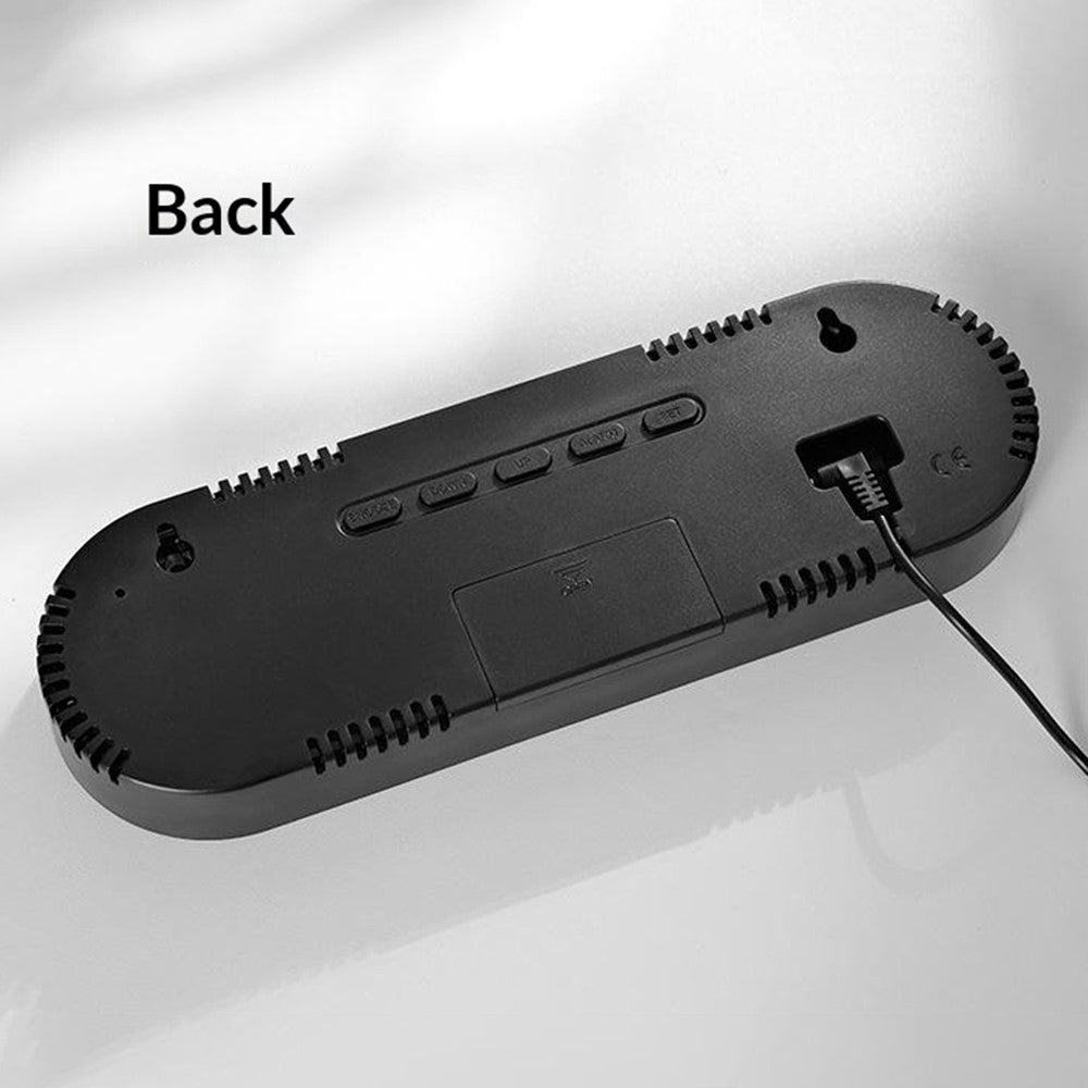 GH9009 Multifunctional Temperature Humidity Wall Clock Oval Shape LED Digital Alarm Clock for Living Room Bedroom