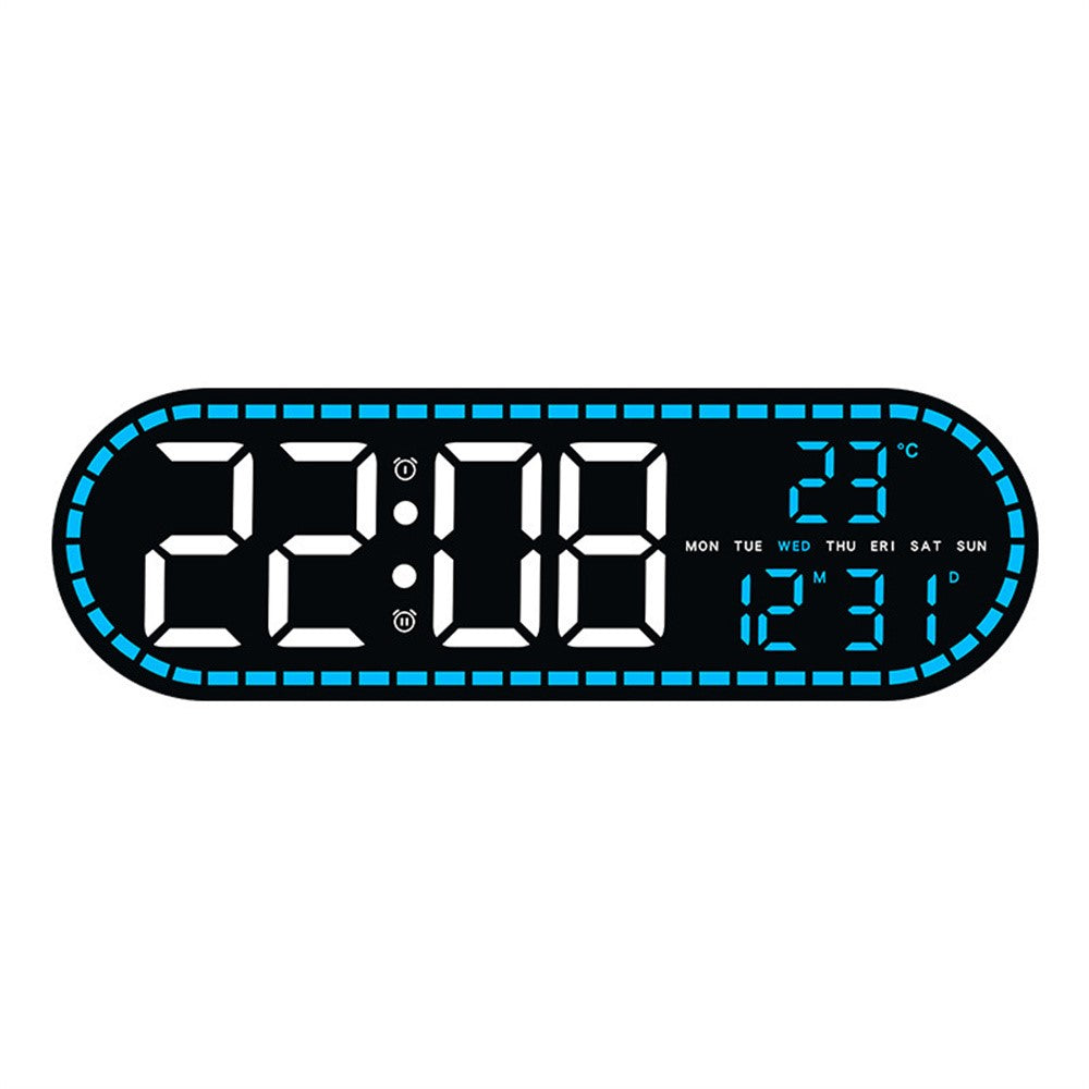 GH9009 Multifunctional Temperature Humidity Wall Clock Oval Shape LED Digital Alarm Clock for Living Room Bedroom
