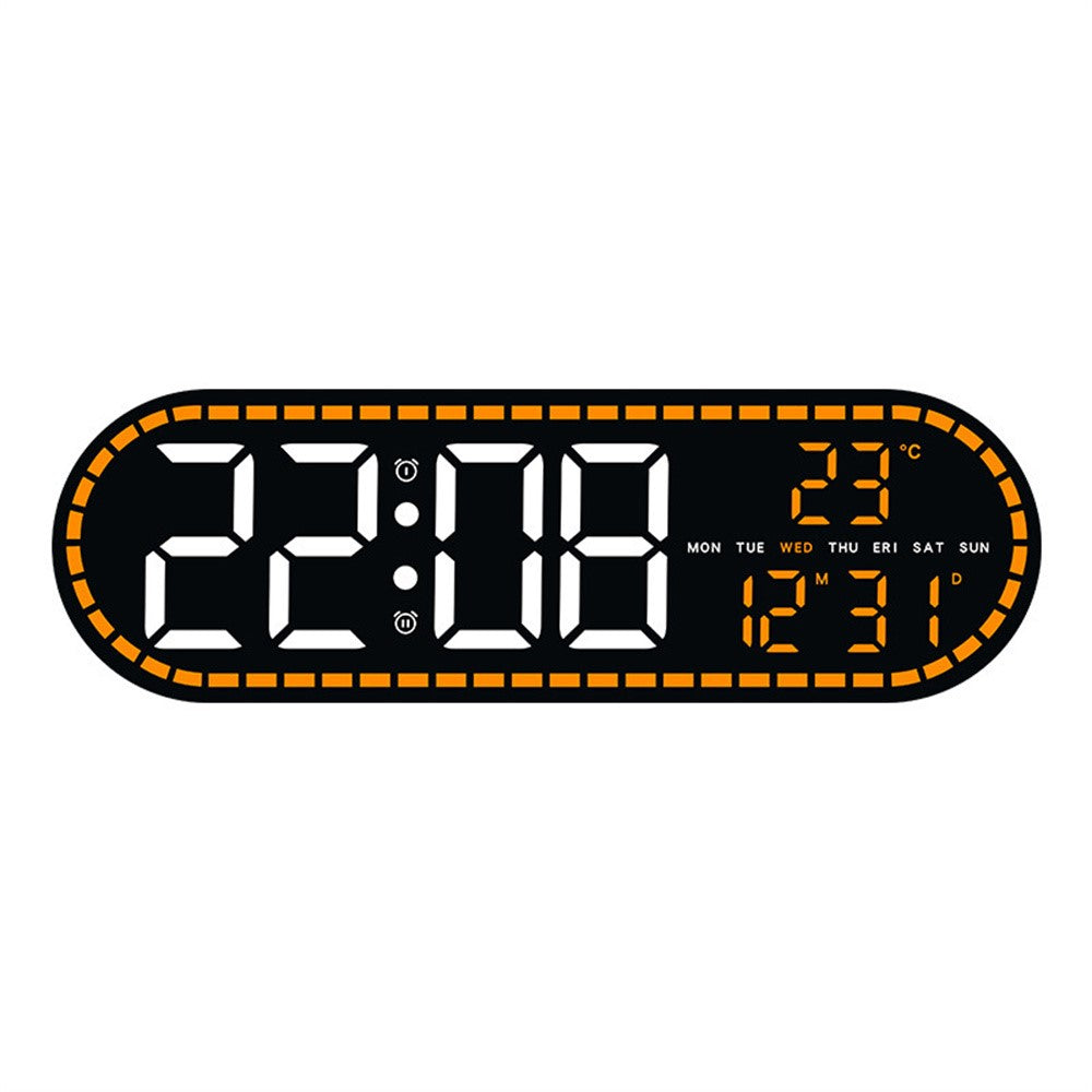 GH9009 Multifunctional Temperature Humidity Wall Clock Oval Shape LED Digital Alarm Clock for Living Room Bedroom
