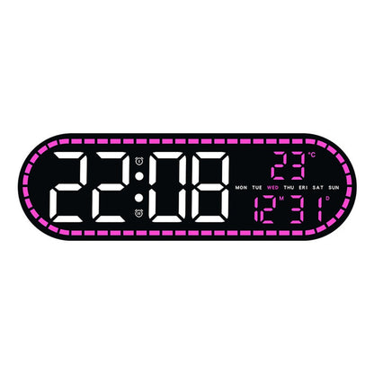 GH9009 Multifunctional Temperature Humidity Wall Clock Oval Shape LED Digital Alarm Clock for Living Room Bedroom