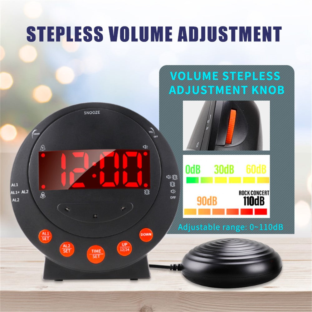 TS-BC610 LED Vibrating Flashing Light Loud Alarm Clock Phone Call Reminder for Hearing Impaired