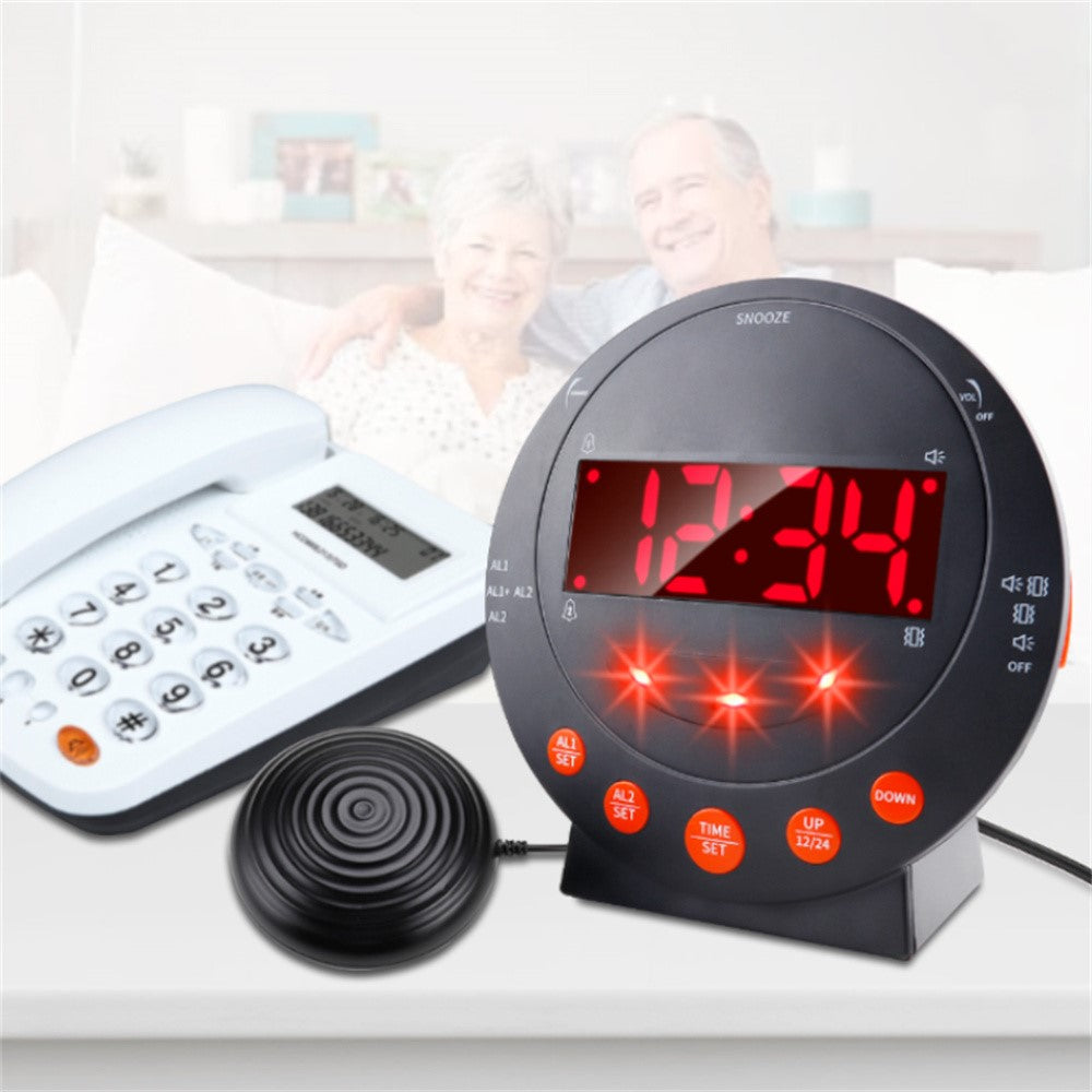 TS-BC610 LED Vibrating Flashing Light Loud Alarm Clock Phone Call Reminder for Hearing Impaired