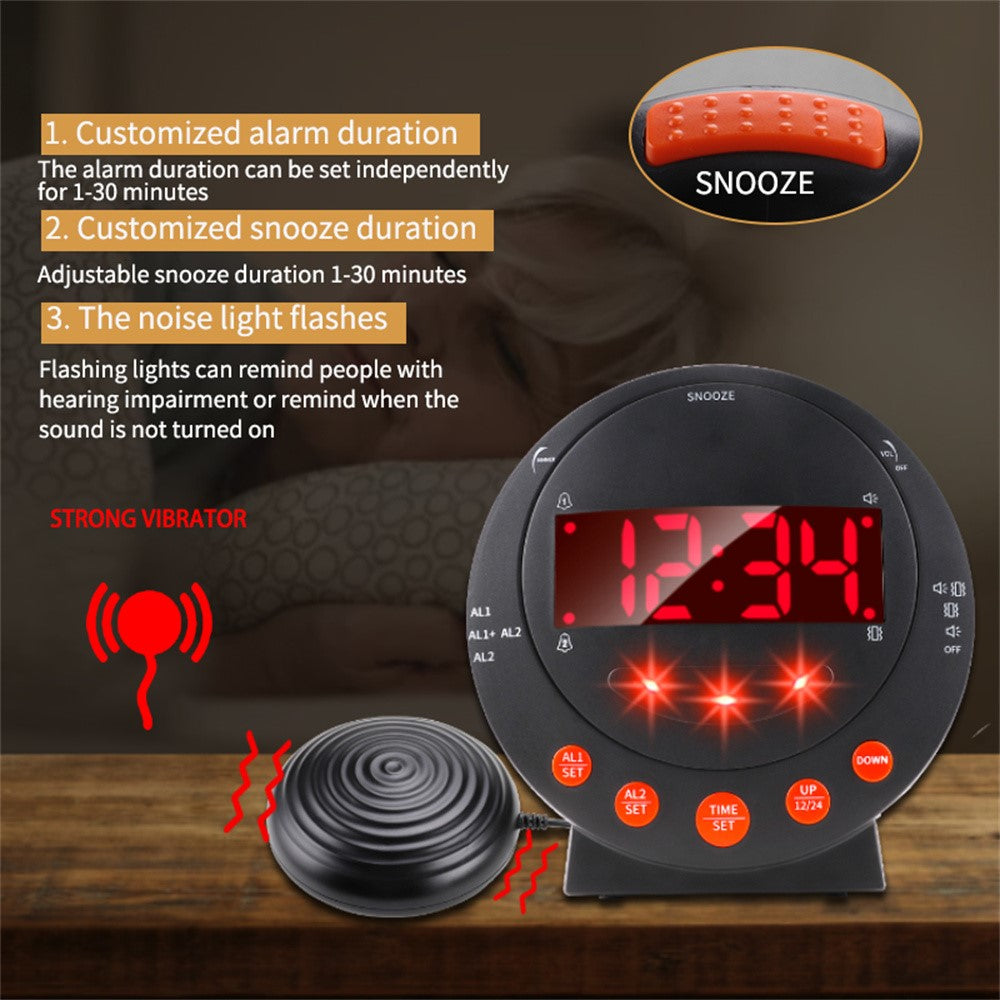 TS-BC620 LED Digital Vibrating Alarm Clock with Doorbell Reminder Deafness Hearing Impairment Alarm