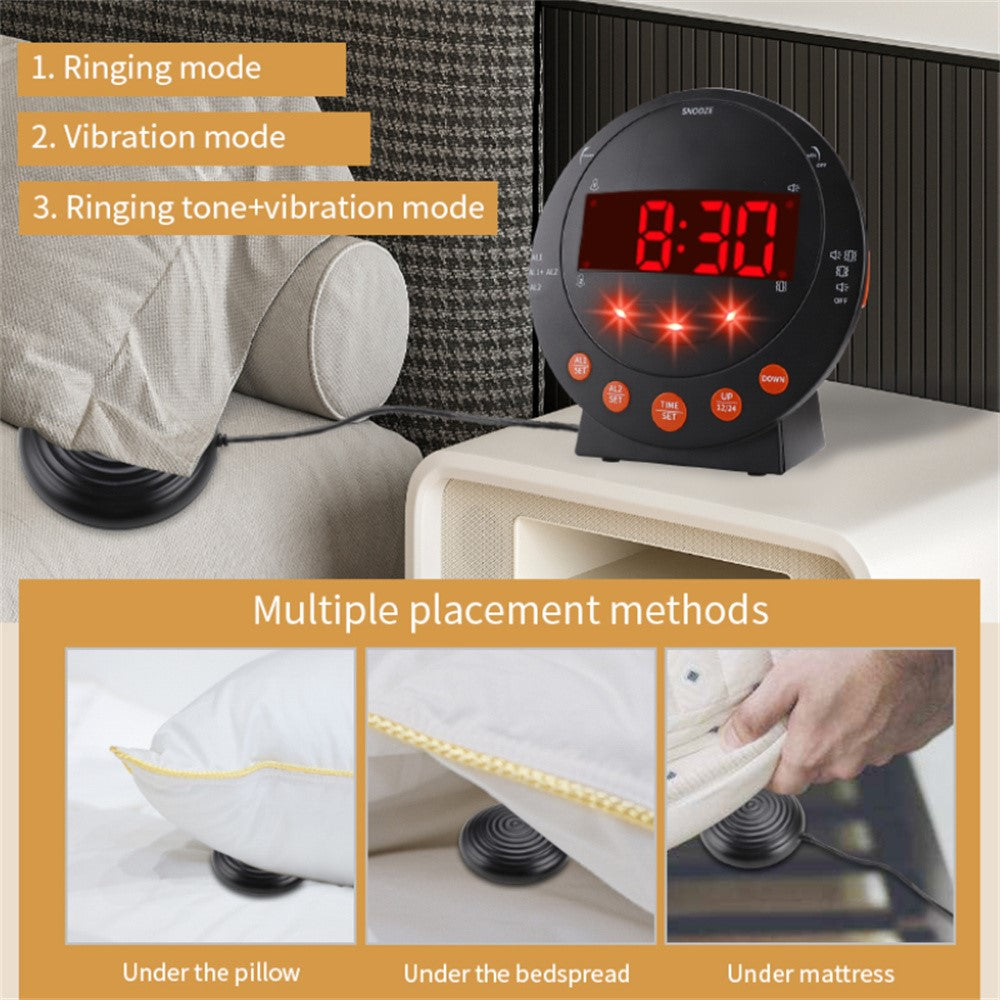 TS-BC620 LED Digital Vibrating Alarm Clock with Doorbell Reminder Deafness Hearing Impairment Alarm