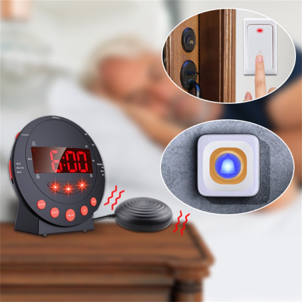 TS-BC620 LED Digital Vibrating Alarm Clock with Doorbell Reminder Deafness Hearing Impairment Alarm
