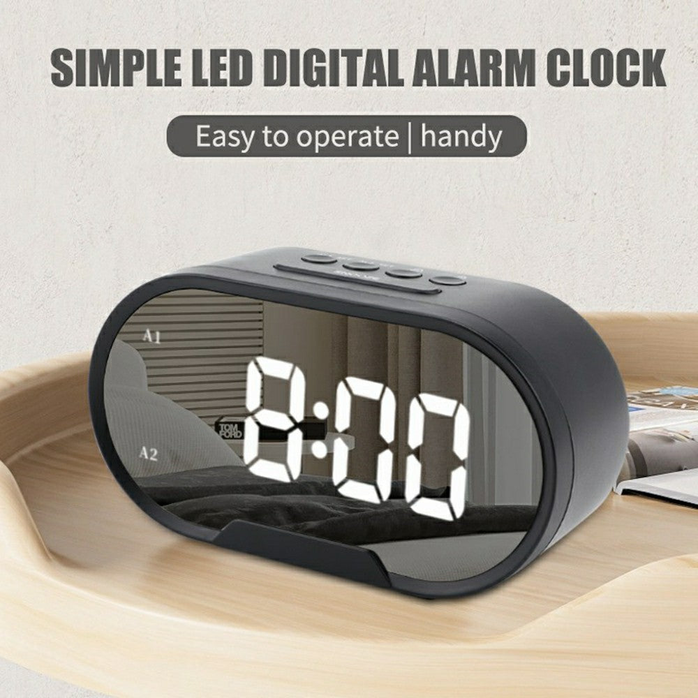 TS-R900 5.5 Inch LED Mirror Clock Dual USB Charging Stepless Brightness Digital Alarm Clock for Bedroom