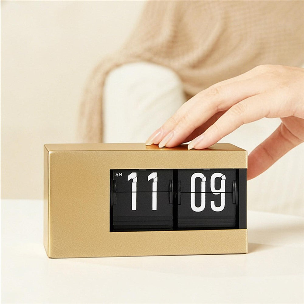 Flip Calendar Table Clock Desktop Decor Digital Display Auto-Page Turning 2000mAh Rechargeable Clip Clock for Home Office