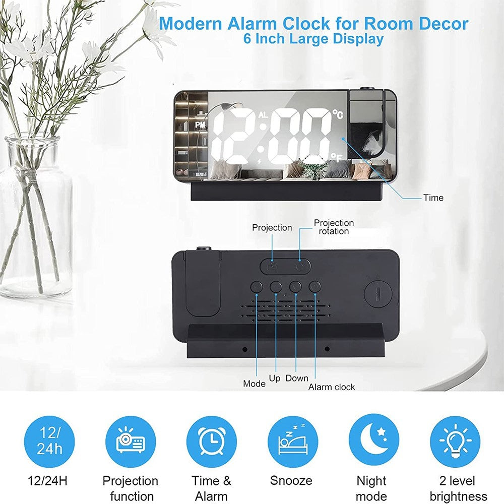 S282 Multifunctional Creative LED Screen Alarm Clock Electronic Digital Time Temperature Calendar Projection Alarm Clock (Standard Version)