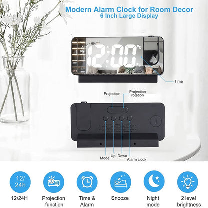 S282 Multifunctional Creative LED Screen Alarm Clock Electronic Digital Time Temperature Calendar Projection Alarm Clock (Standard Version)