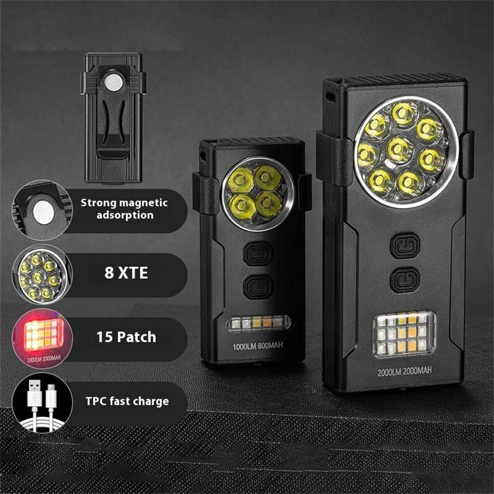 D85 Magnetic 2000 Lumens Mini Keychain Work Light Flashing Warning Lamp with Detachable Clip